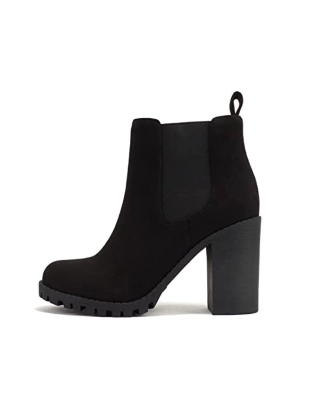 Chelsea Ankle Boot Block Heel Lug Sole Imitation Suede